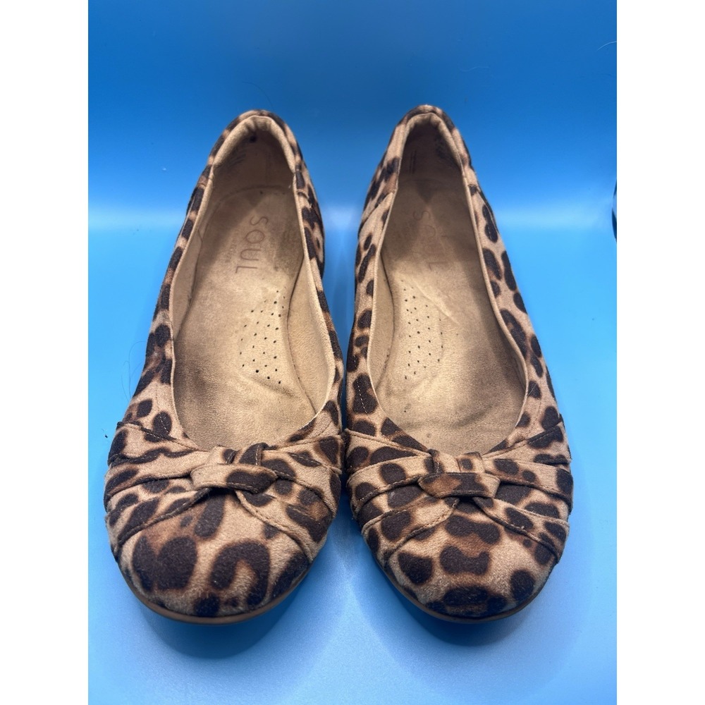Soul Naturalizer Leopard Print Ballet Flats Animal Print Bow Shoes 9.5W Artsy